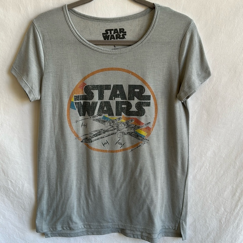 Star Wars gray round neck angled sleeve tee, size L